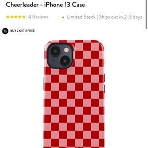 iPhone 13 BURGA Cheerleader- red and pink checkered phone case